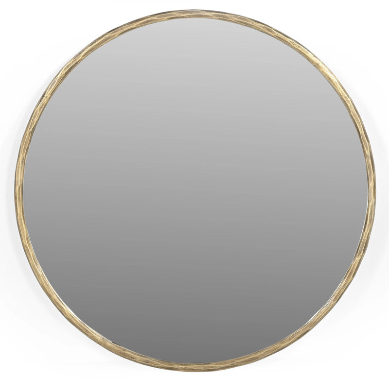 24" Antiqued Brass Iron Round Framed Accent Mirror Homeroots Bed & Bath