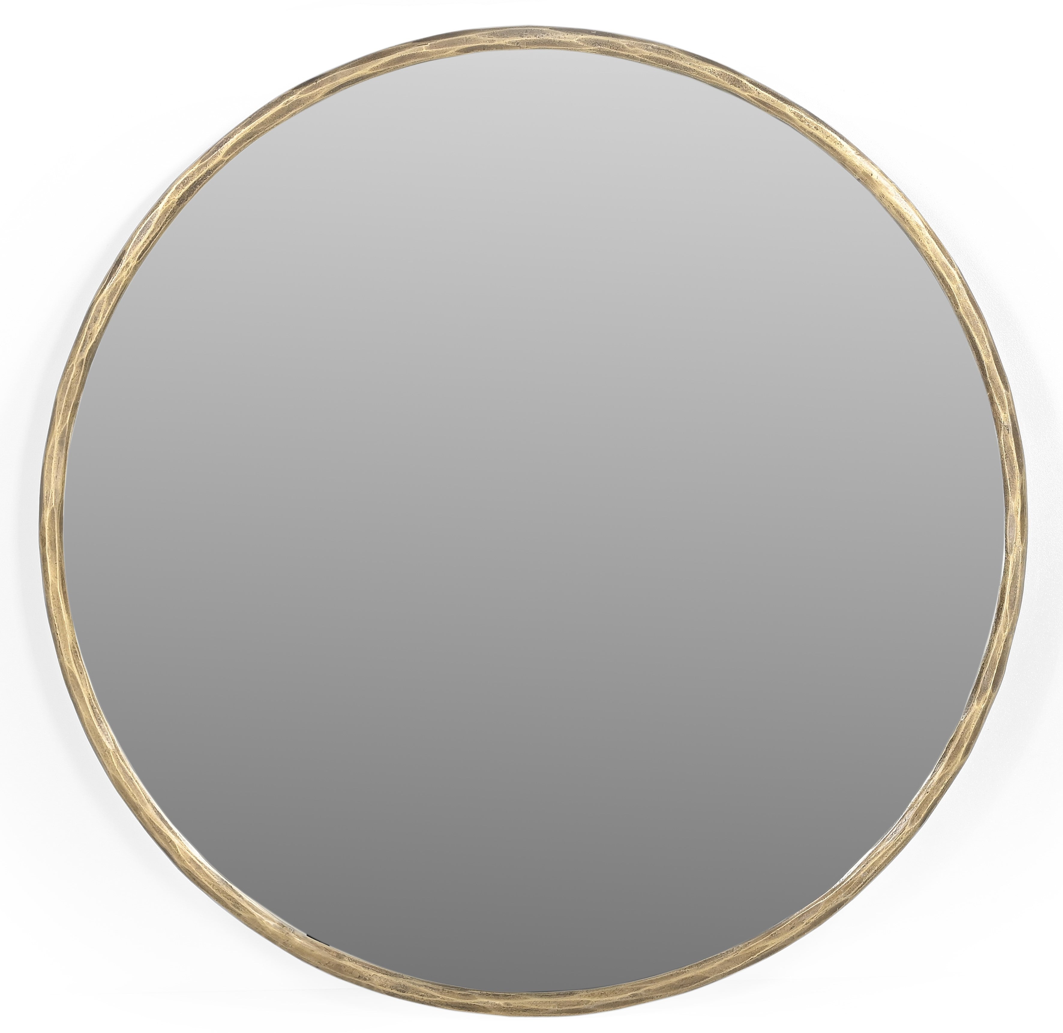 24" Antiqued Brass Iron Round Framed Accent Mirror Homeroots Bed & Bath