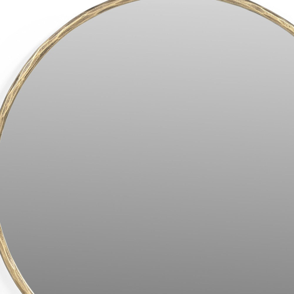 24" Antiqued Brass Iron Round Framed Accent Mirror Homeroots Bed & Bath