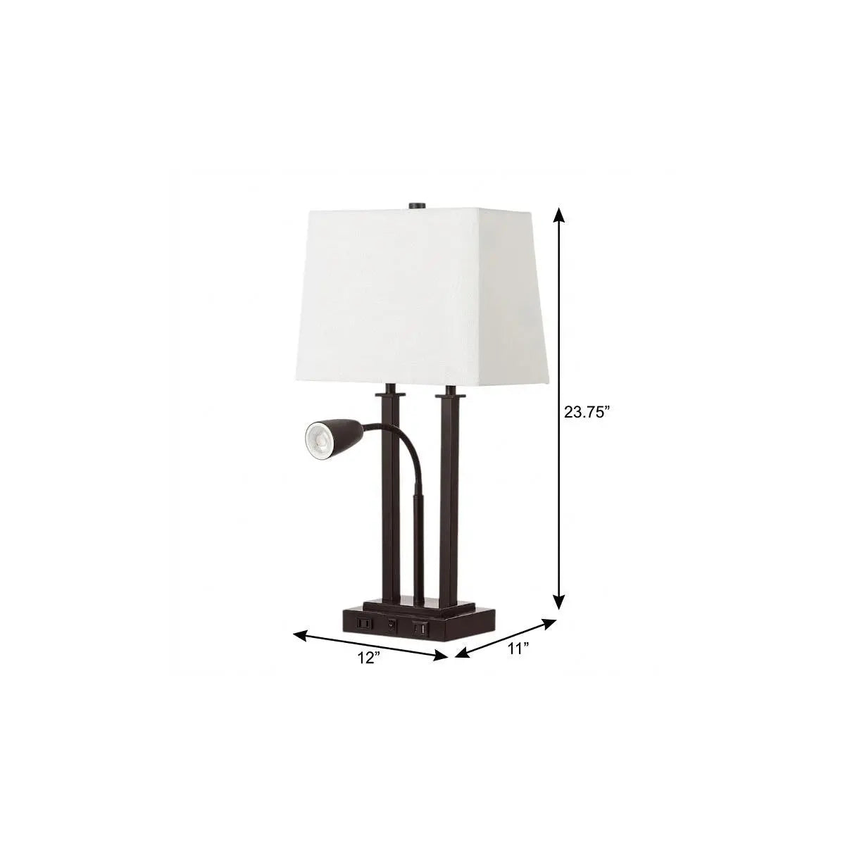 24" Antiqued Bronze Swing Arm Novelty Table Lamp With Shade Homeroots Lighting