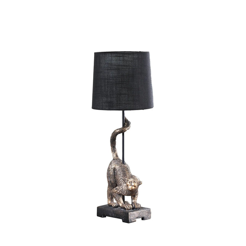 24" Antiqued Gold Monkey Table Lamp With Black Drum Shade - GreatEagleInc