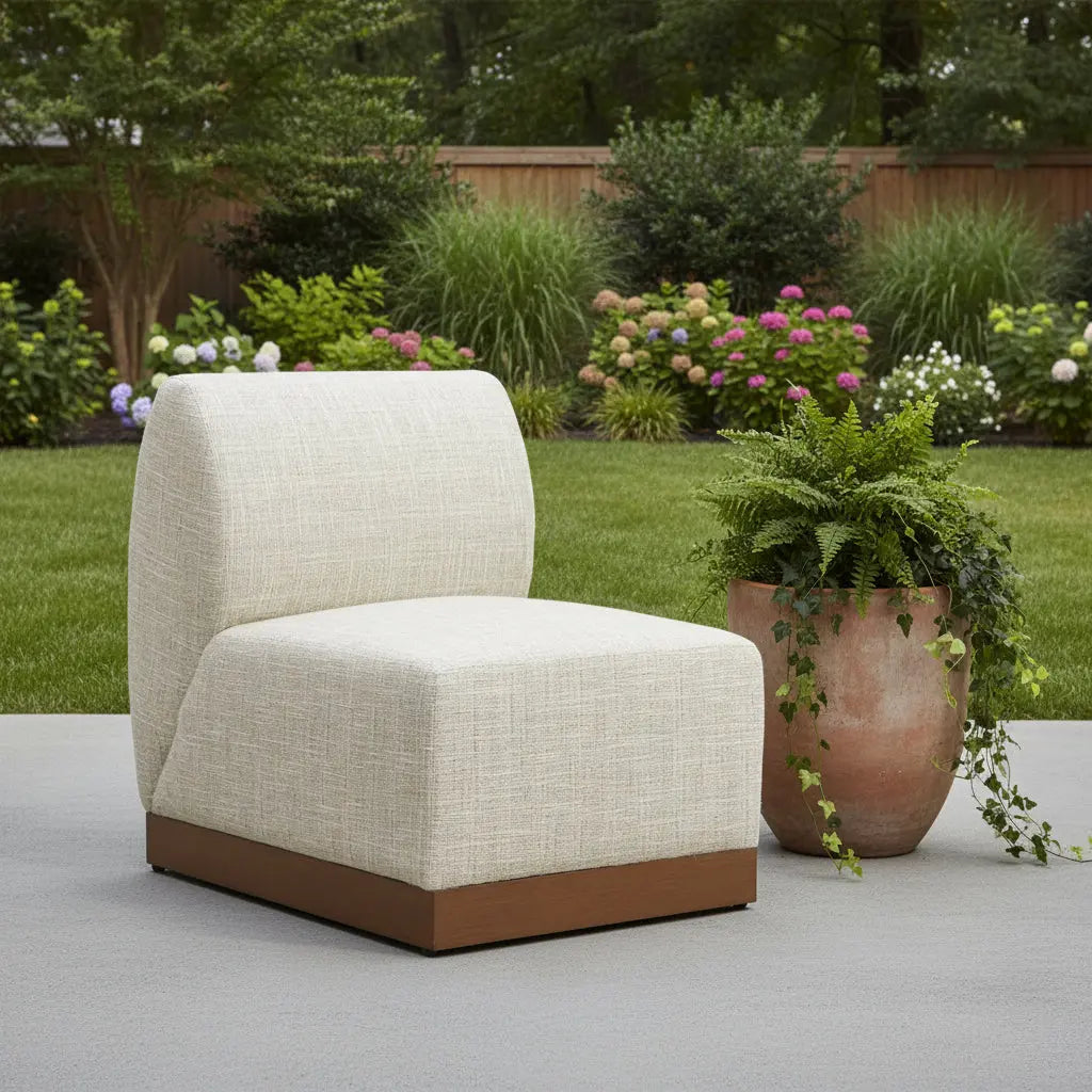 24" Beige Aluminum Outdoor Accent Chair Homeroots Outdoor