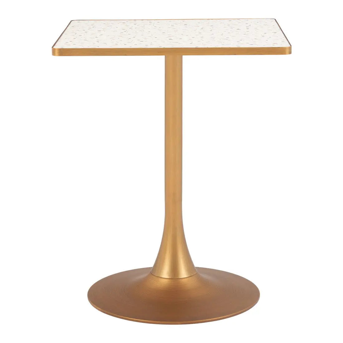 24" Beige and Gold Wood and Steel Pedestal Base Square Dining Table Homeroots Kitchen & Dining