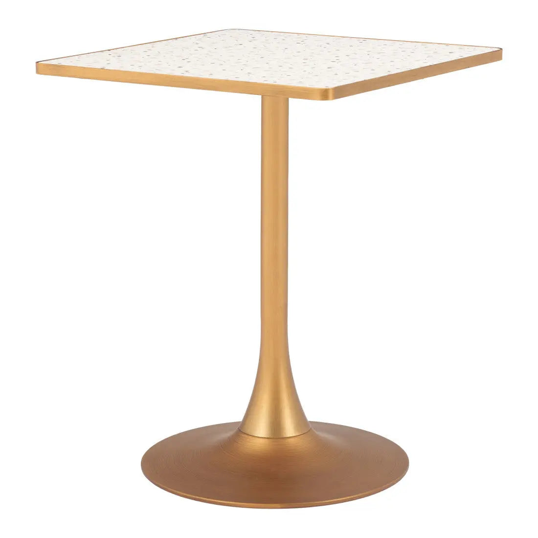 24" Beige and Gold Wood and Steel Pedestal Base Square Dining Table Homeroots Kitchen & Dining