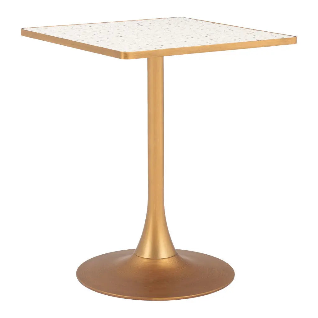24" Beige and Gold Wood and Steel Pedestal Base Square Dining Table Homeroots Kitchen & Dining
