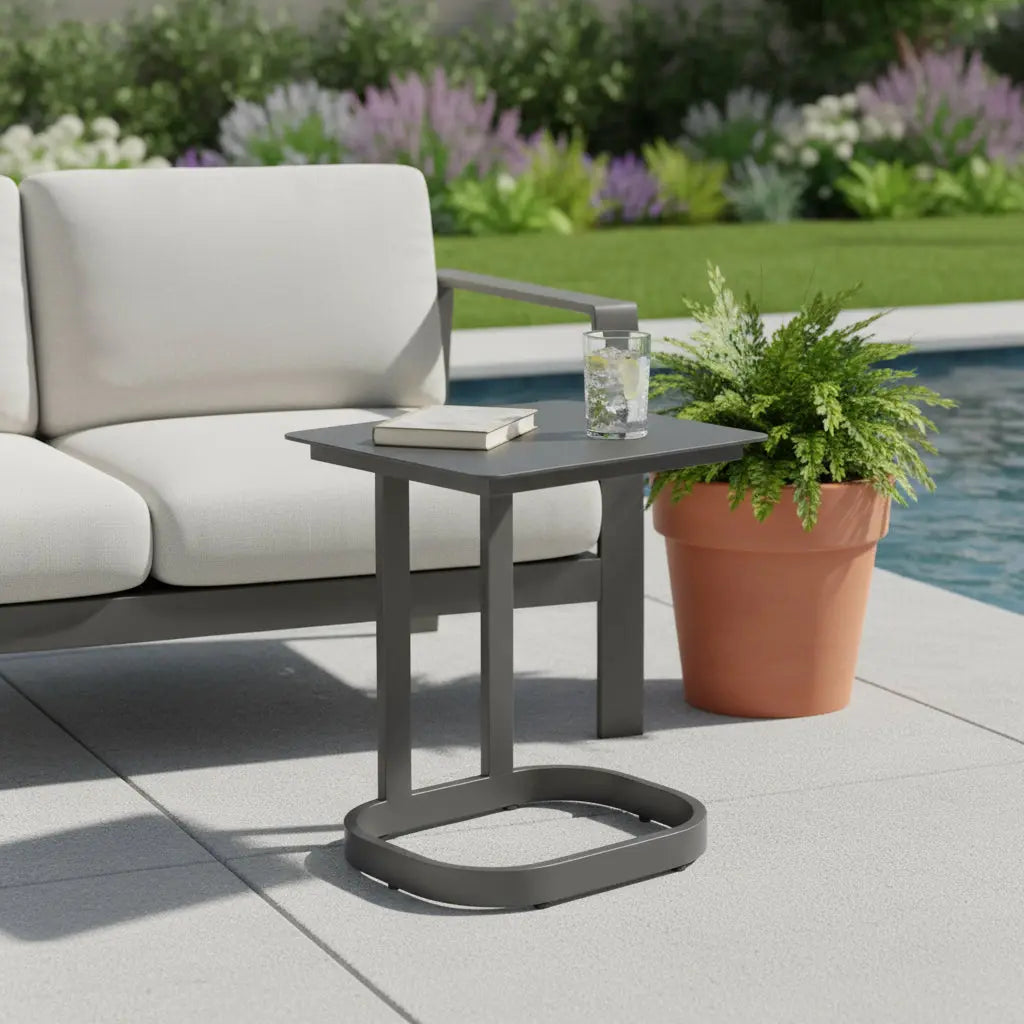 24" Black Aluminum Pedestal End Table Homeroots Living Room