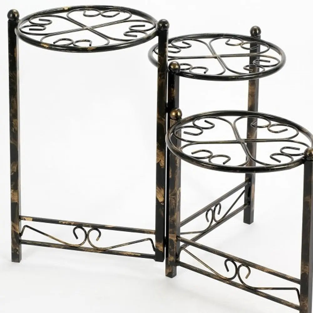 24" Black And Gold Metal Garden Accents Accessories Homeroots Outdoor