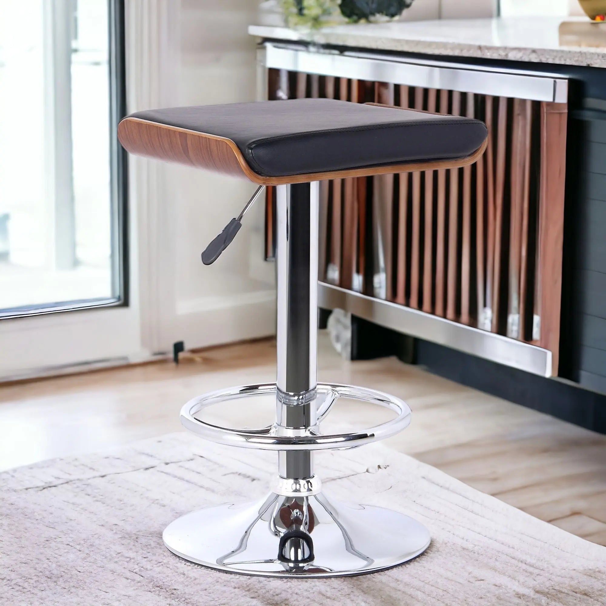 24" Black And Silver Iron Backless Adjustable Height Bar Chair Homeroots Living Room