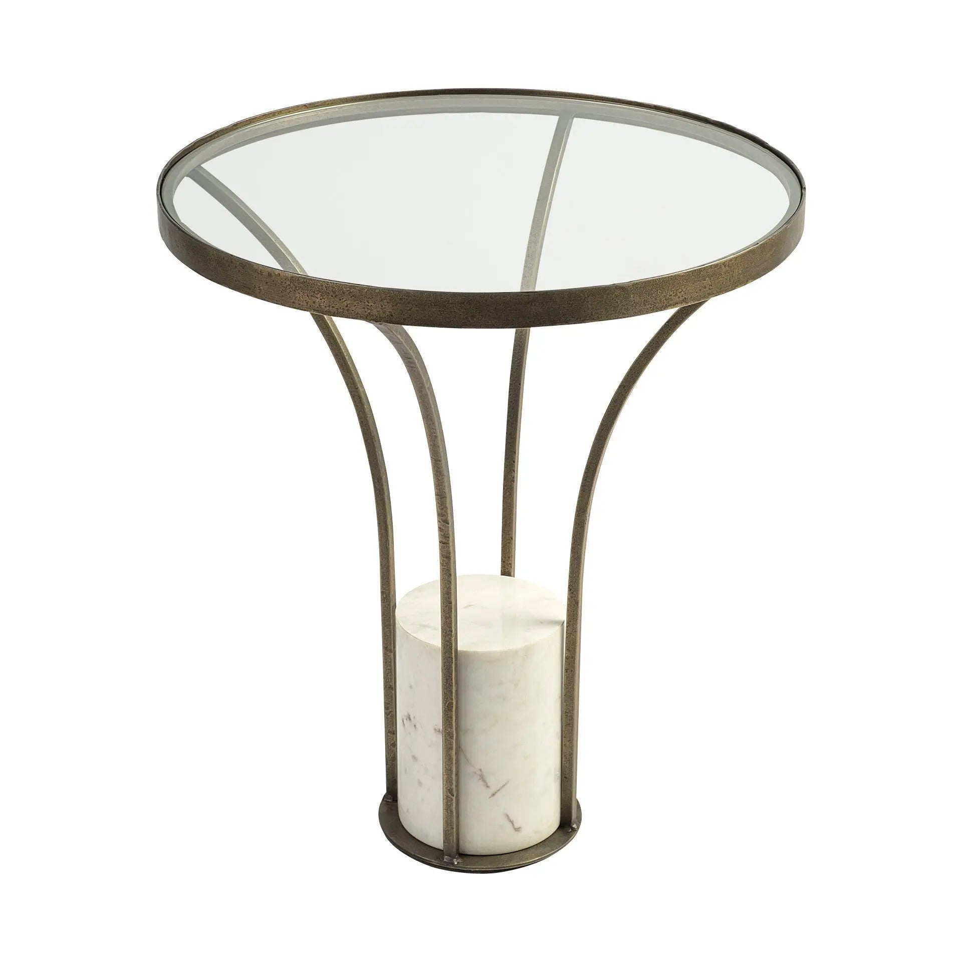 24" Black And White Glass Round End Table - GreatEagleInc