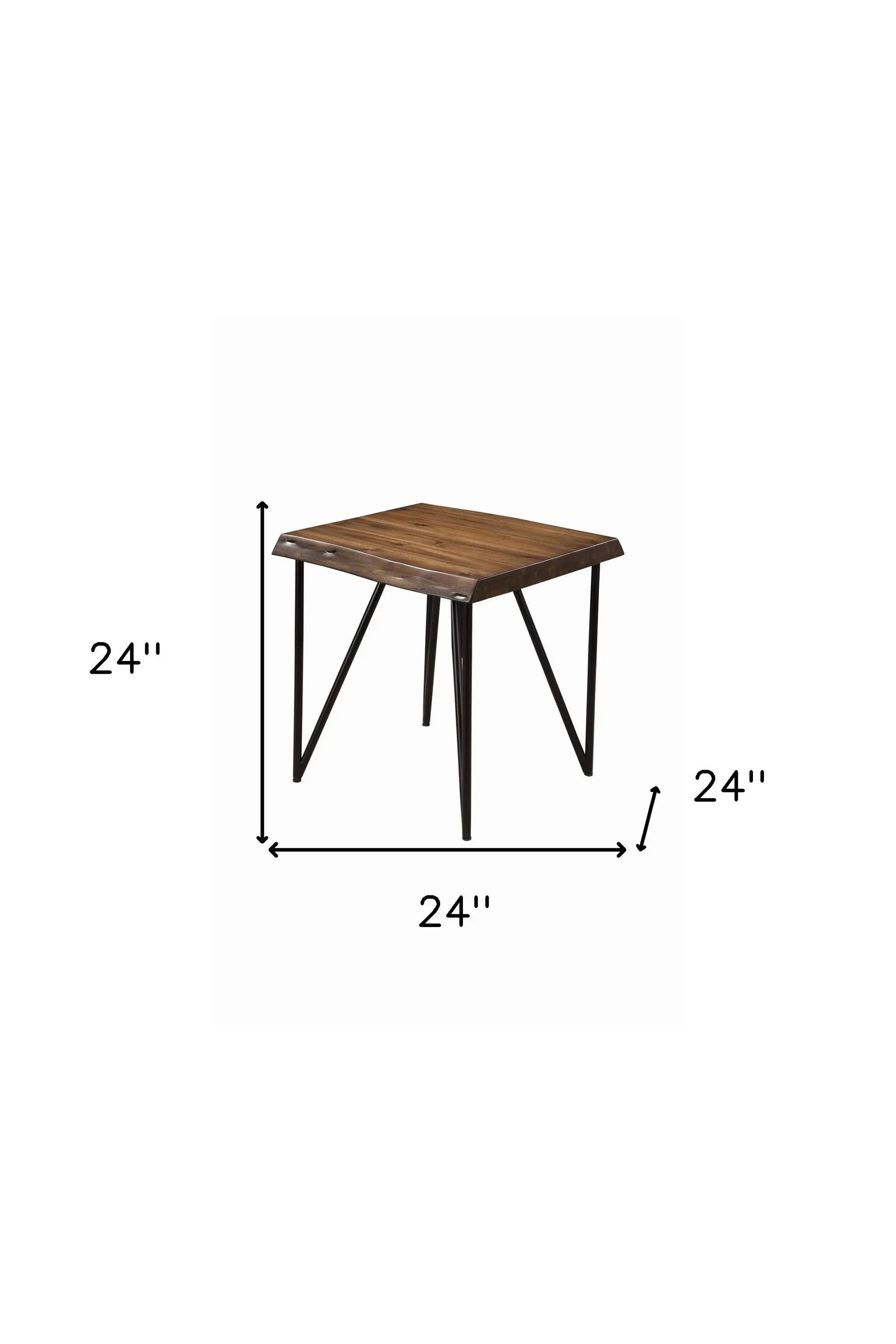 24" Black And Wood Brown Solid Wood End Table - GreatEagleInc
