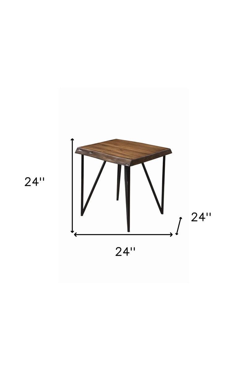 24" Black And Wood Brown Solid Wood End Table - GreatEagleInc