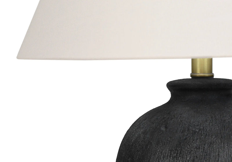 24" Black Ceramic Round Table Lamp With Ivory Empire Shade Homeroots Lighting