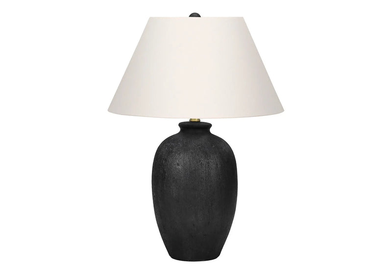 24" Black Ceramic Round Table Lamp With Ivory Empire Shade Homeroots Lighting