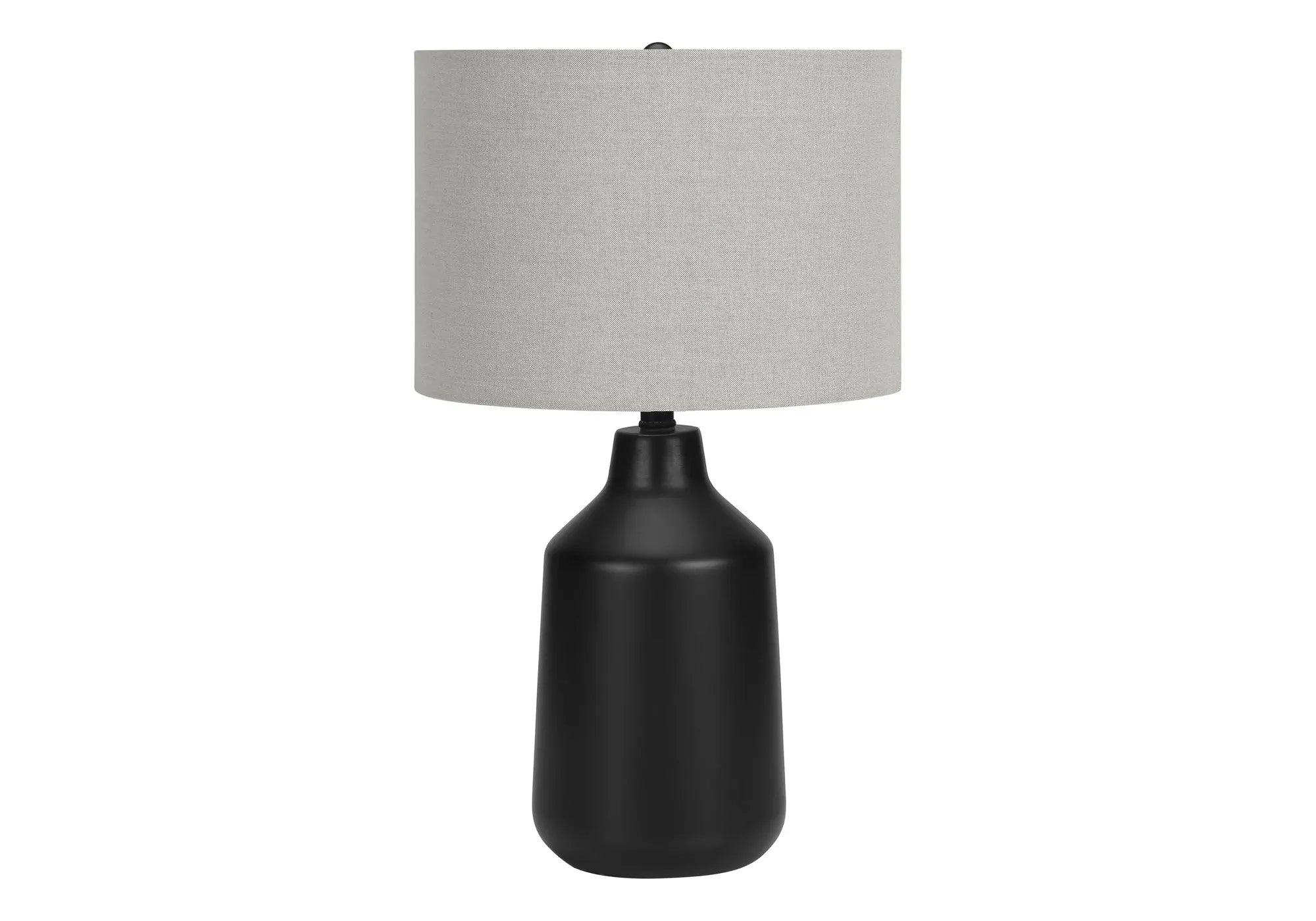 24" Black Concrete Urn Table Lamp With Gray Drum Shade Homeroots Lighting