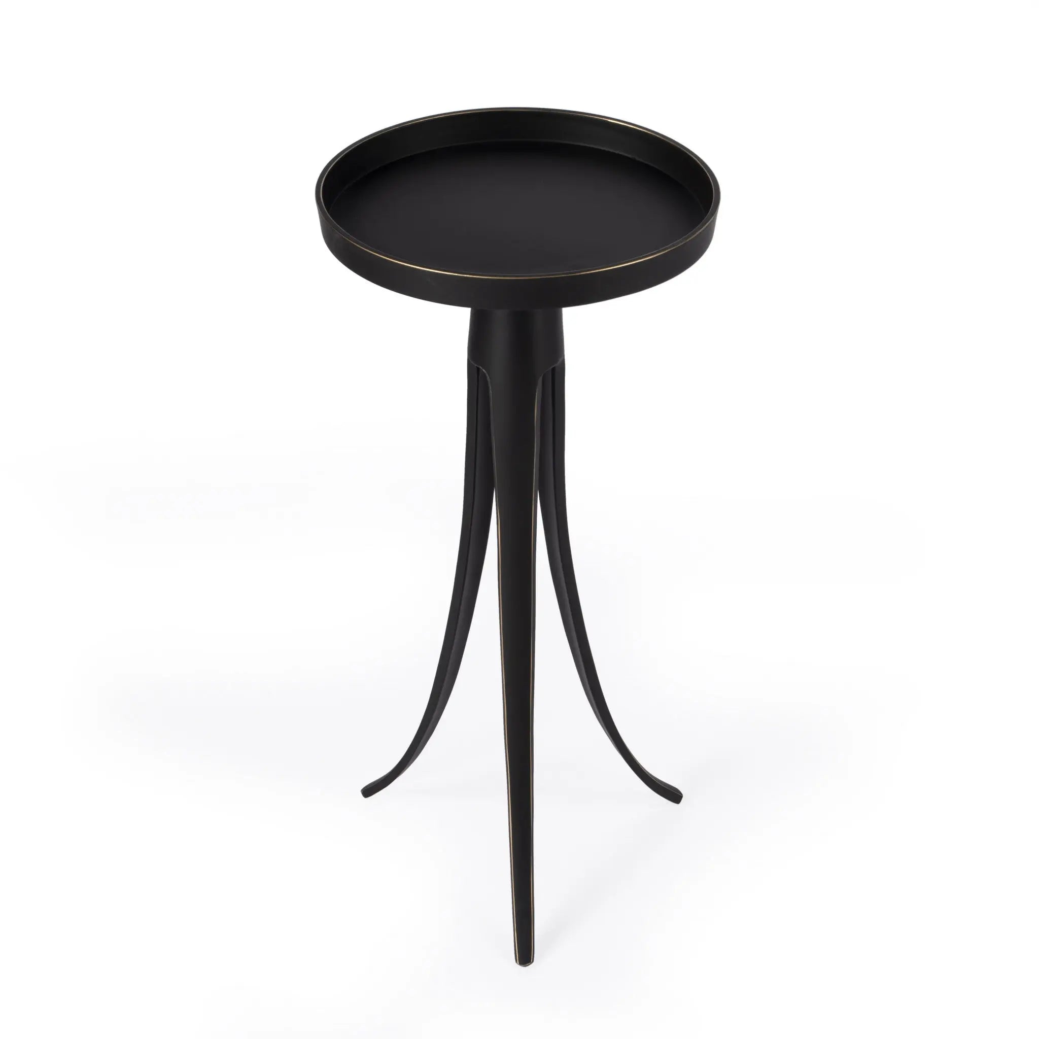 24" Black Distressed Aluminum Round End Table Homeroots Living Room