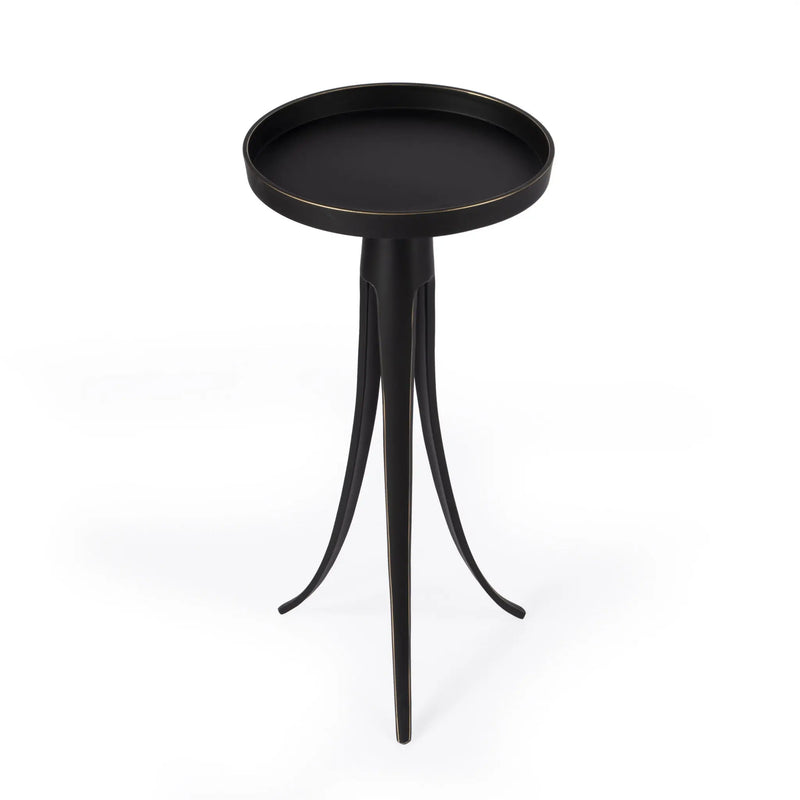 24" Black Distressed Aluminum Round End Table Homeroots Living Room