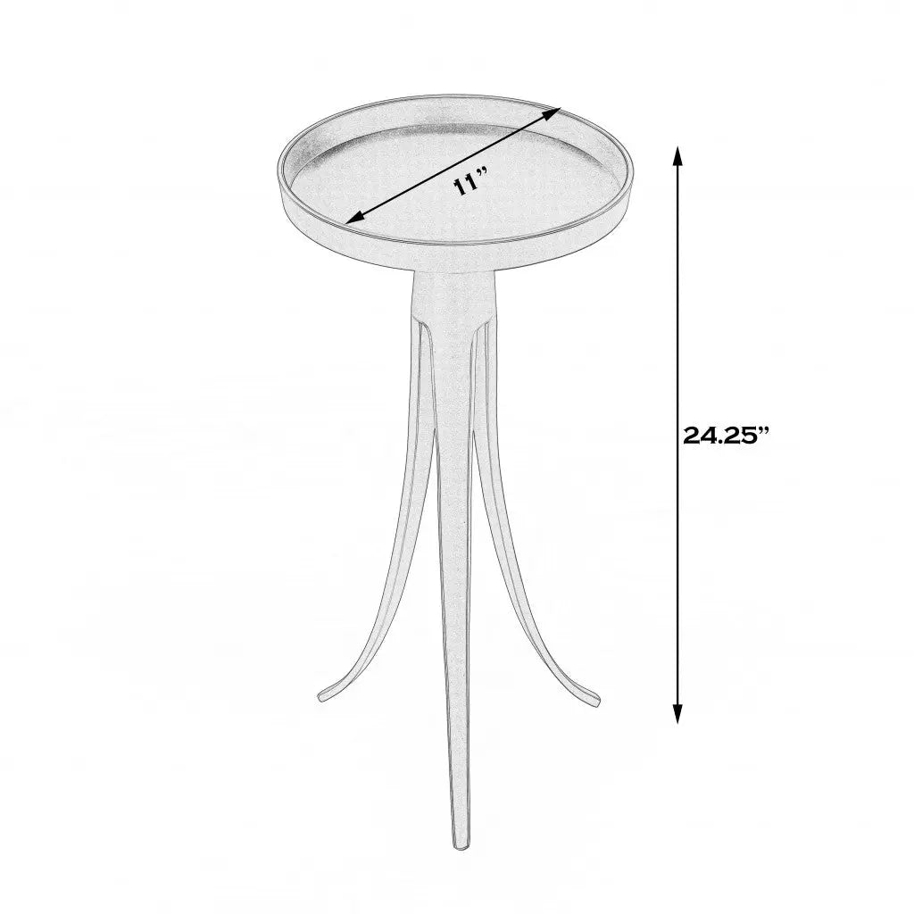 24" Black Distressed Aluminum Round End Table Homeroots Living Room