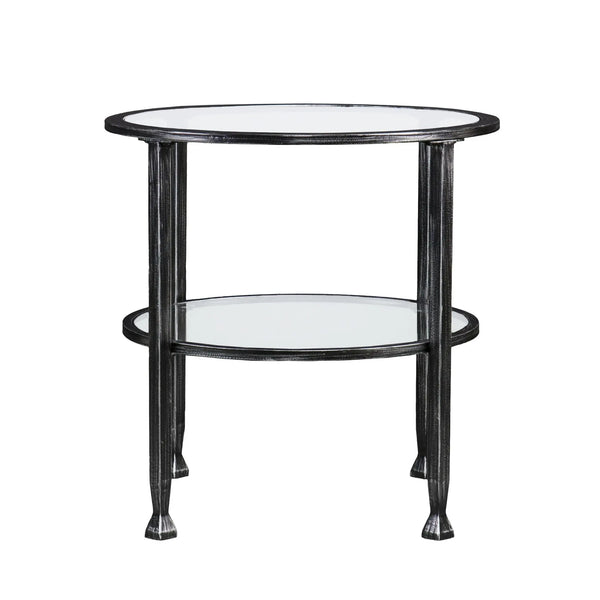 24" Black Glass And Iron Round End Table Homeroots Living Room