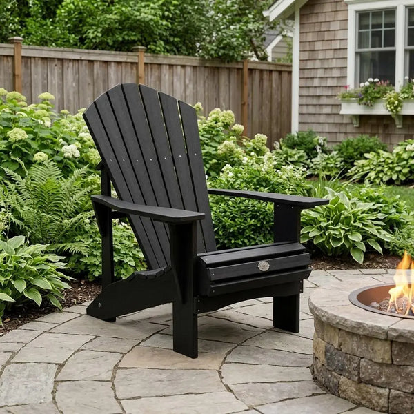 24" Black Heavy Duty Plastic Outdoor Adirondack Chair Homeroots Outdoor