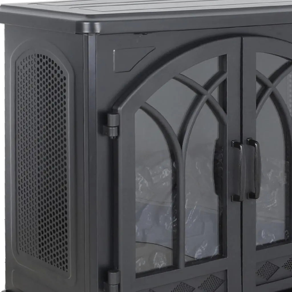 24" Black Metal Electric Fireplace Homeroots Home Decor