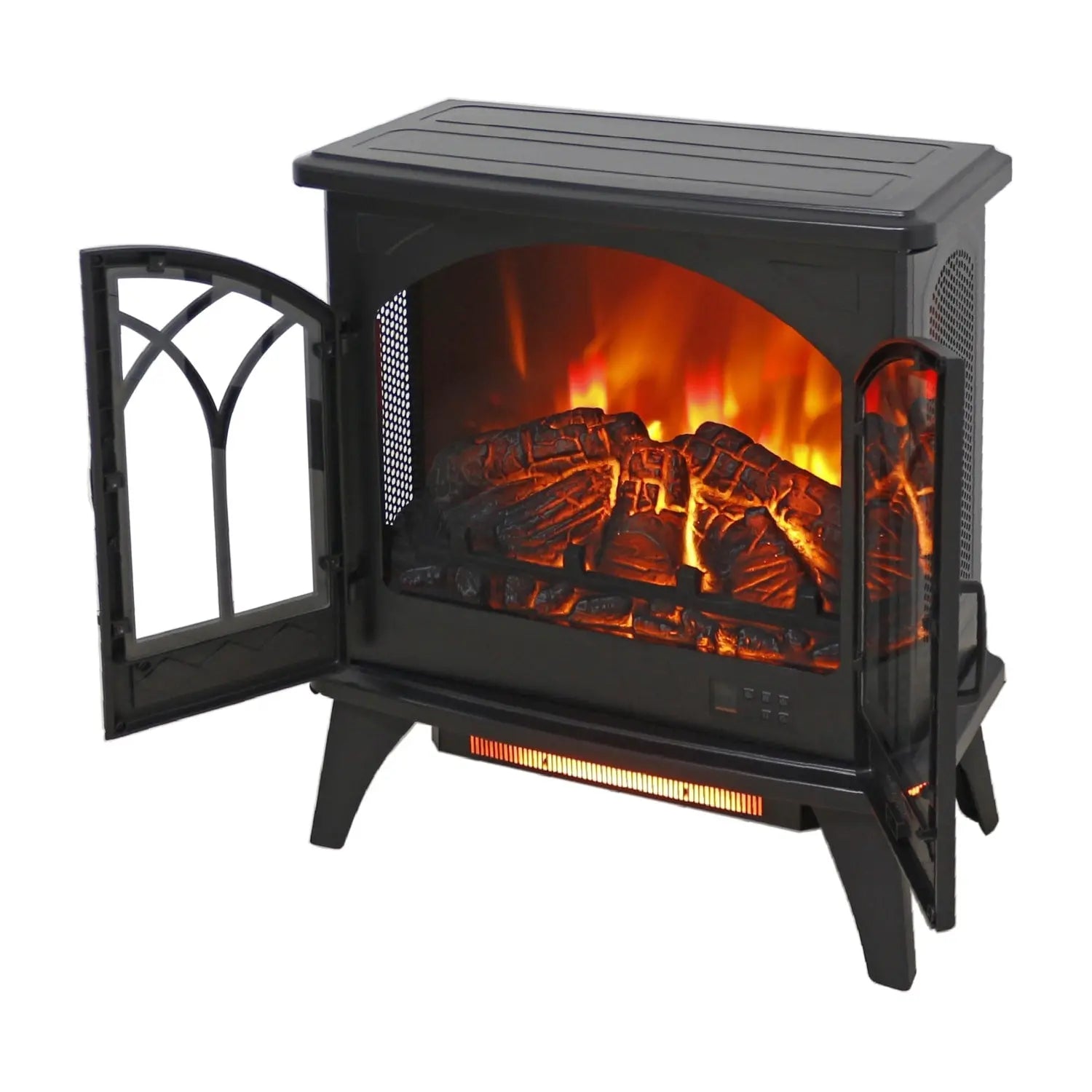 24" Black Metal Electric Fireplace Homeroots Home Decor
