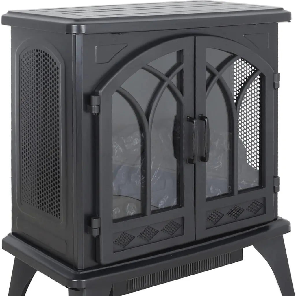 24" Black Metal Electric Fireplace Homeroots Home Decor