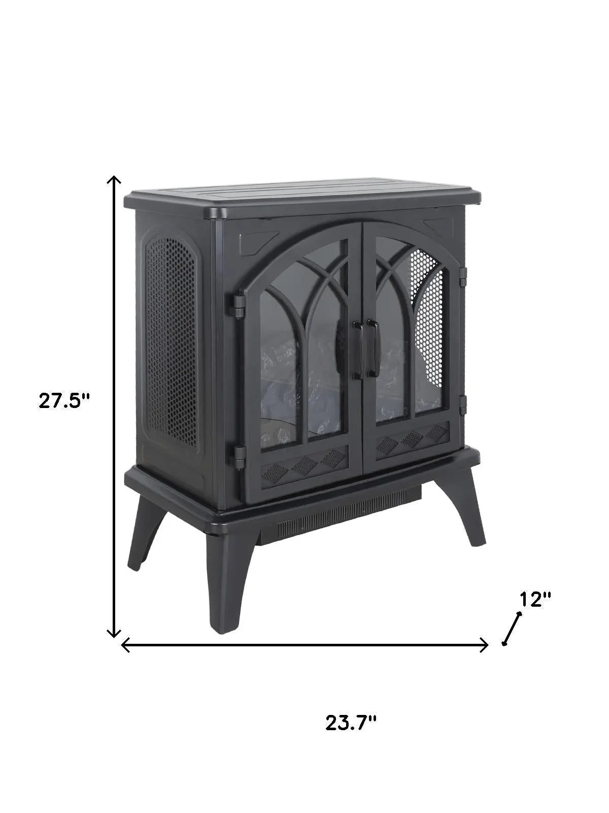 24" Black Metal Electric Fireplace Homeroots Home Decor