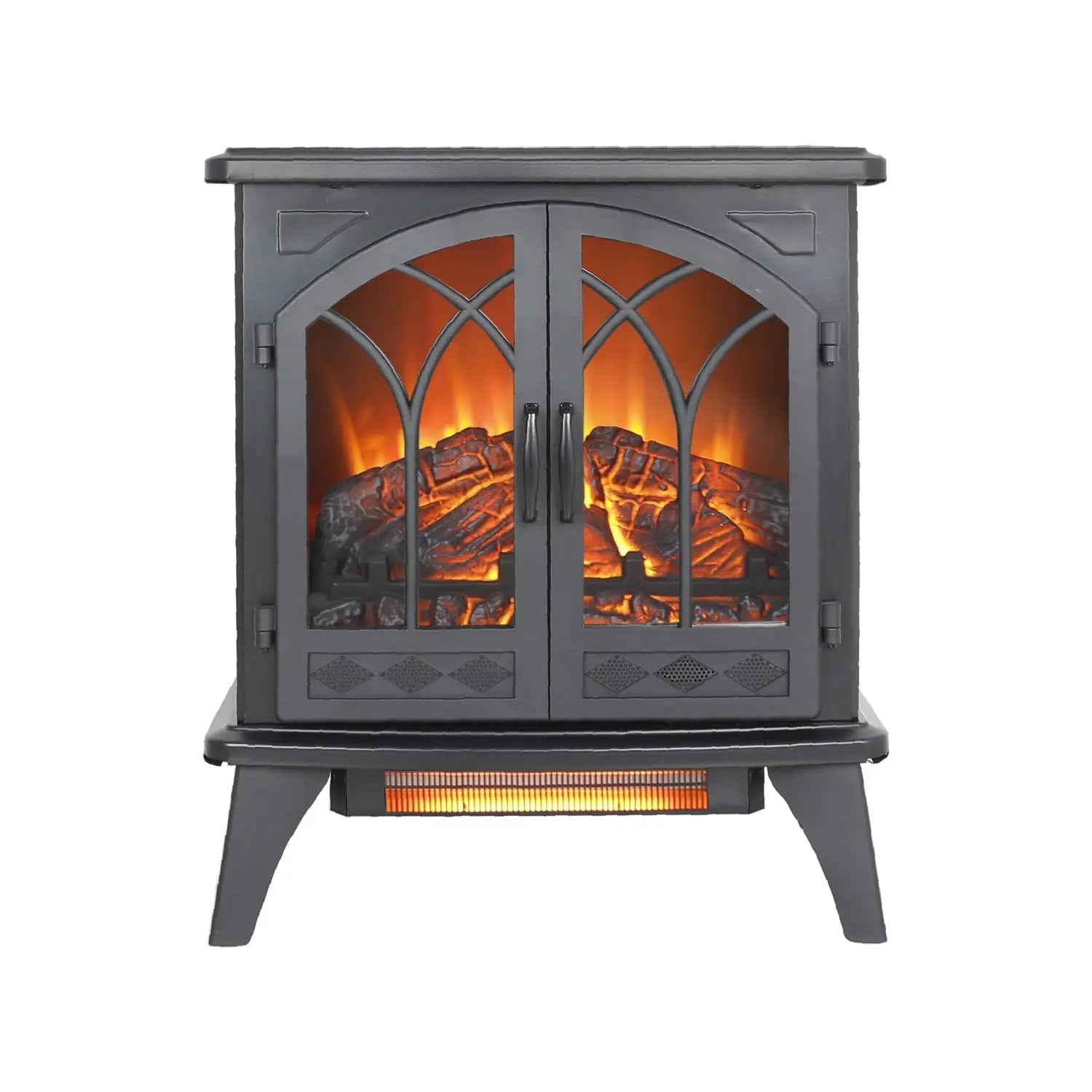 24" Black Metal Electric Fireplace Homeroots Home Decor