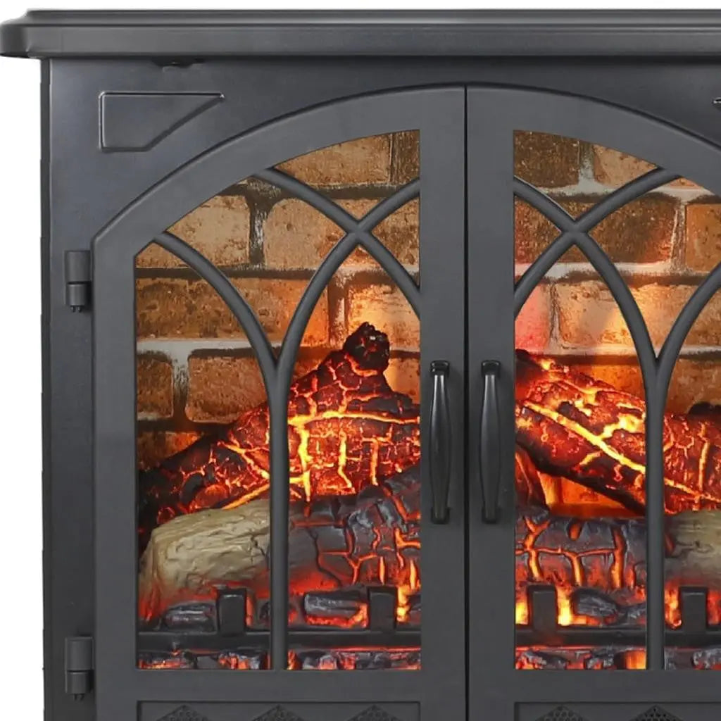 24" Black Metal Electric Fireplace Homeroots Home Decor