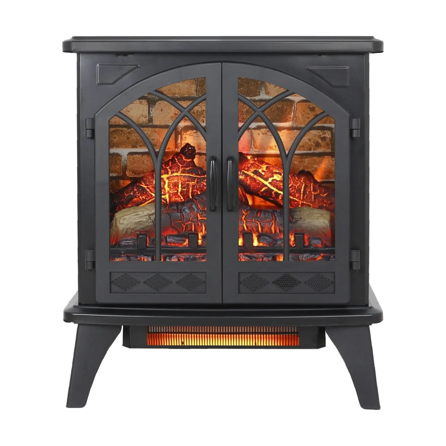 24" Black Metal Electric Fireplace Homeroots Home Decor
