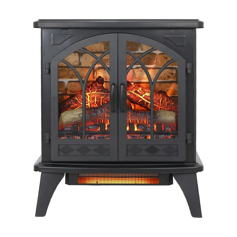 24" Black Metal Electric Fireplace Homeroots Home Decor