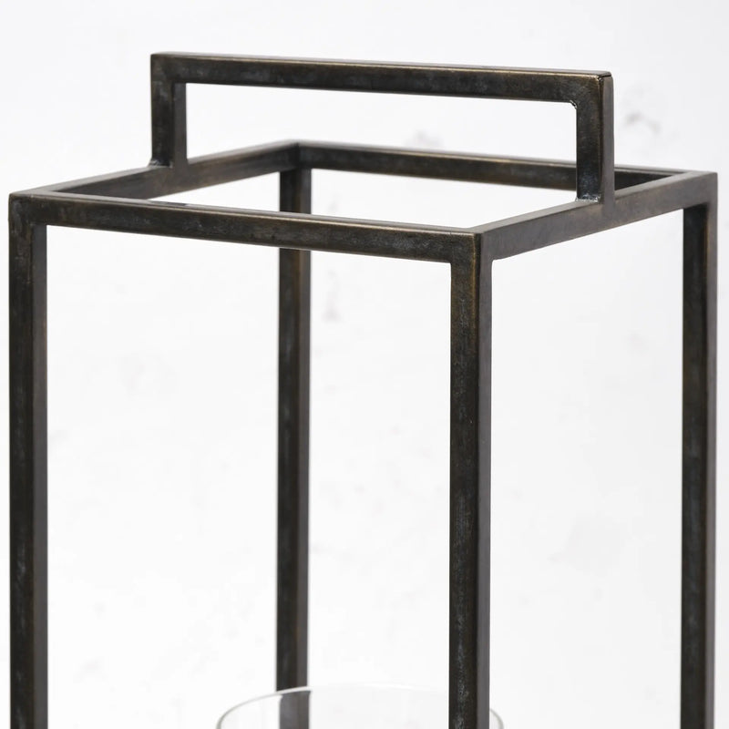24" Black Metal Tabletop Lantern Candle Holder Homeroots Home Decor
