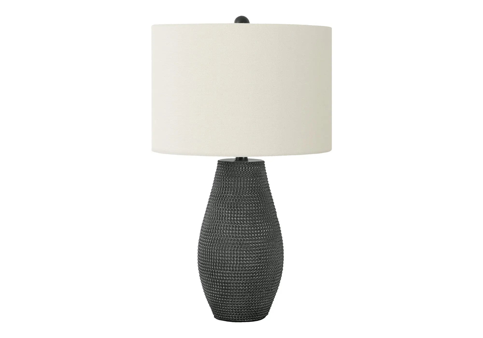 24" Black Round Table Lamp With Ivory Drum Shade Homeroots Lighting