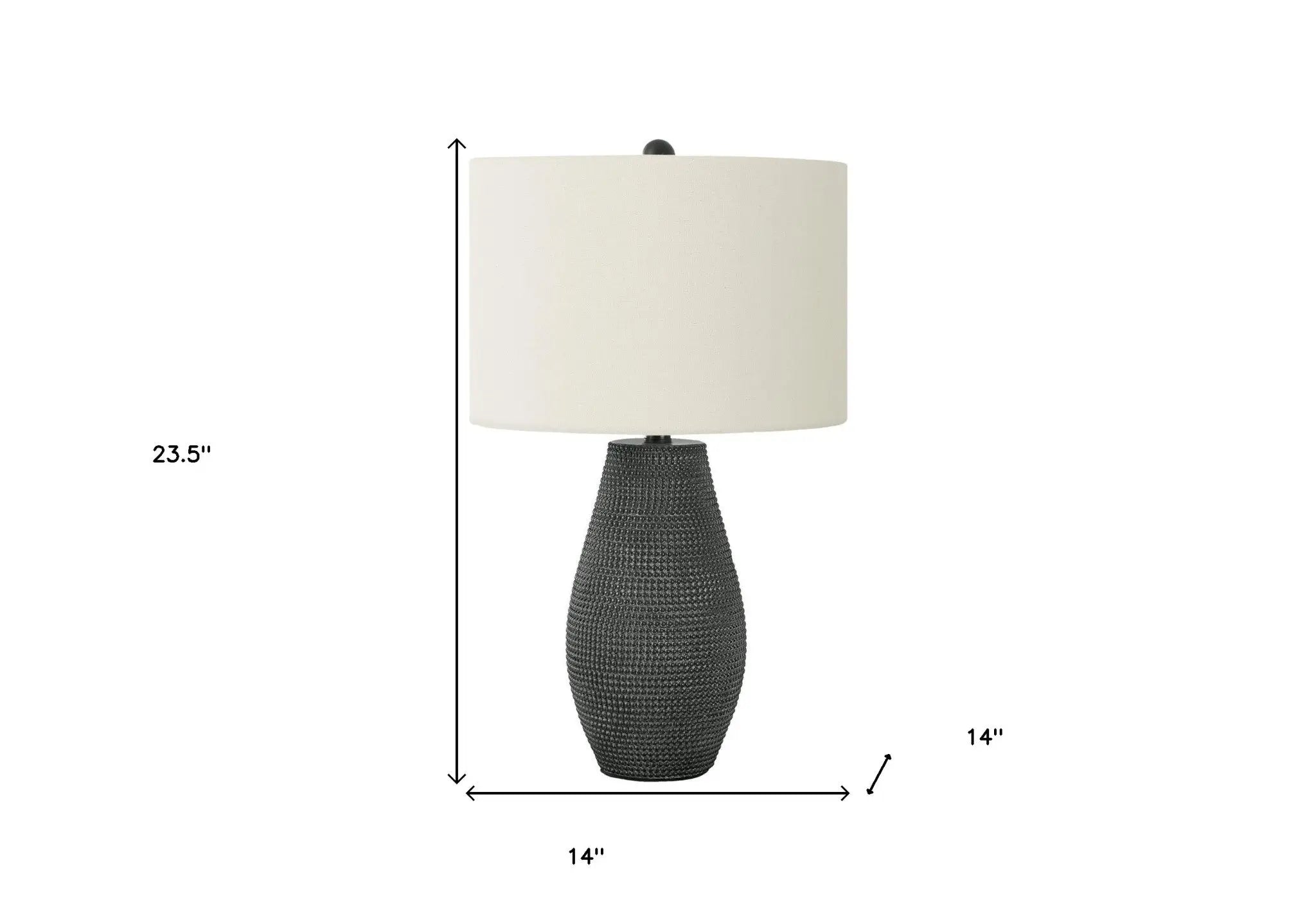 24" Black Round Table Lamp With Ivory Drum Shade Homeroots Lighting