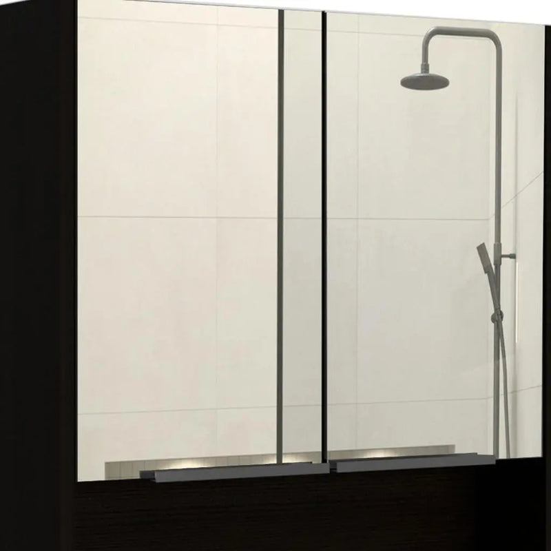 24" Black Wood Floating Double Door Bathroom Vanity And Medicine Cabinet With Mirror Homeroots Bed & Bath