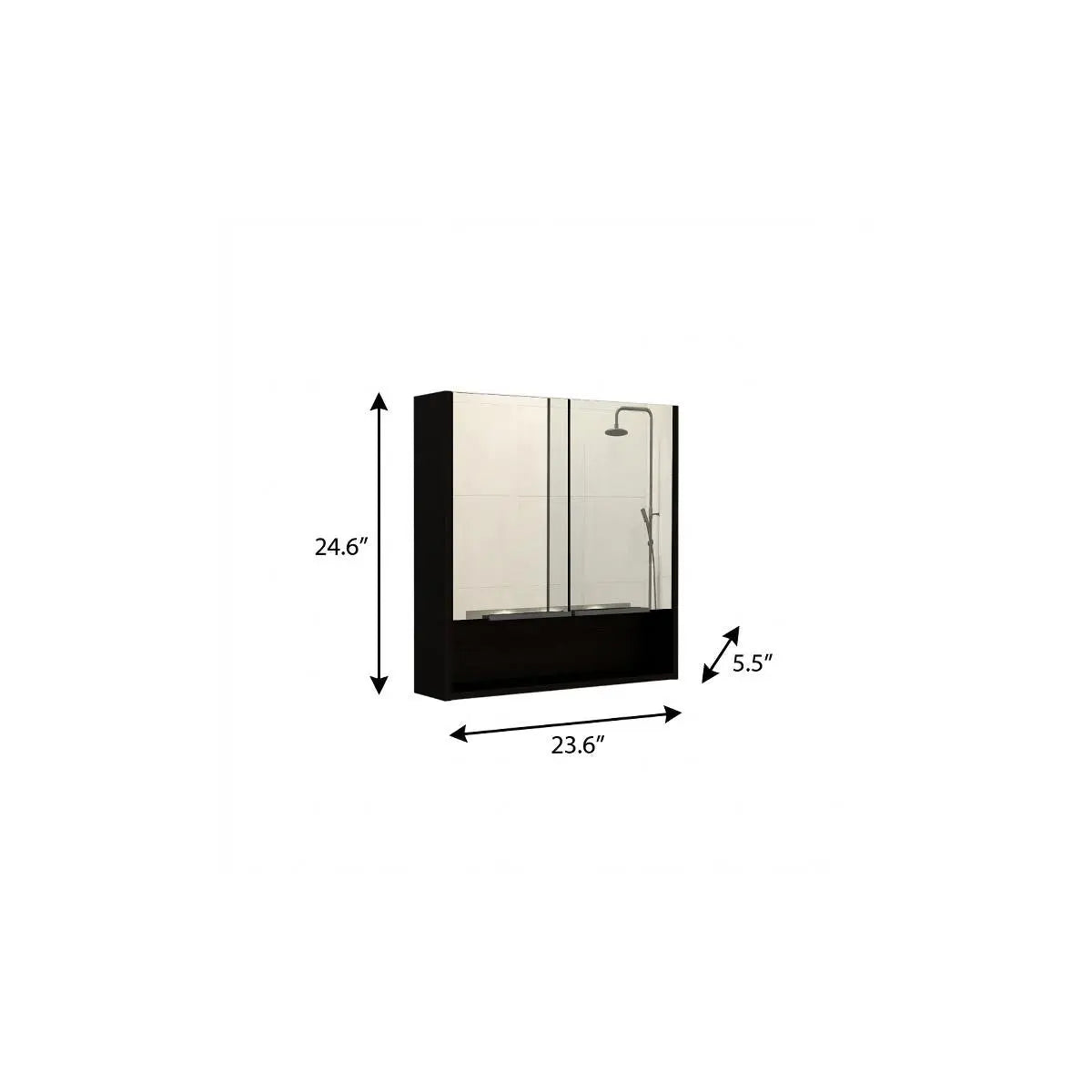 24" Black Wood Floating Double Door Bathroom Vanity And Medicine Cabinet With Mirror Homeroots Bed & Bath