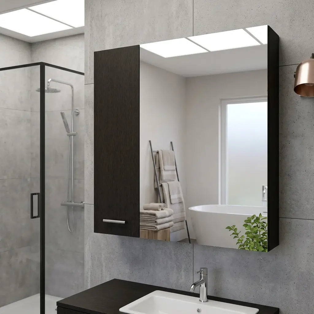 24" Black Wood Floating Single Door Bathroom Vanity And Medicine Cabinet With Mirror Homeroots Bed & Bath