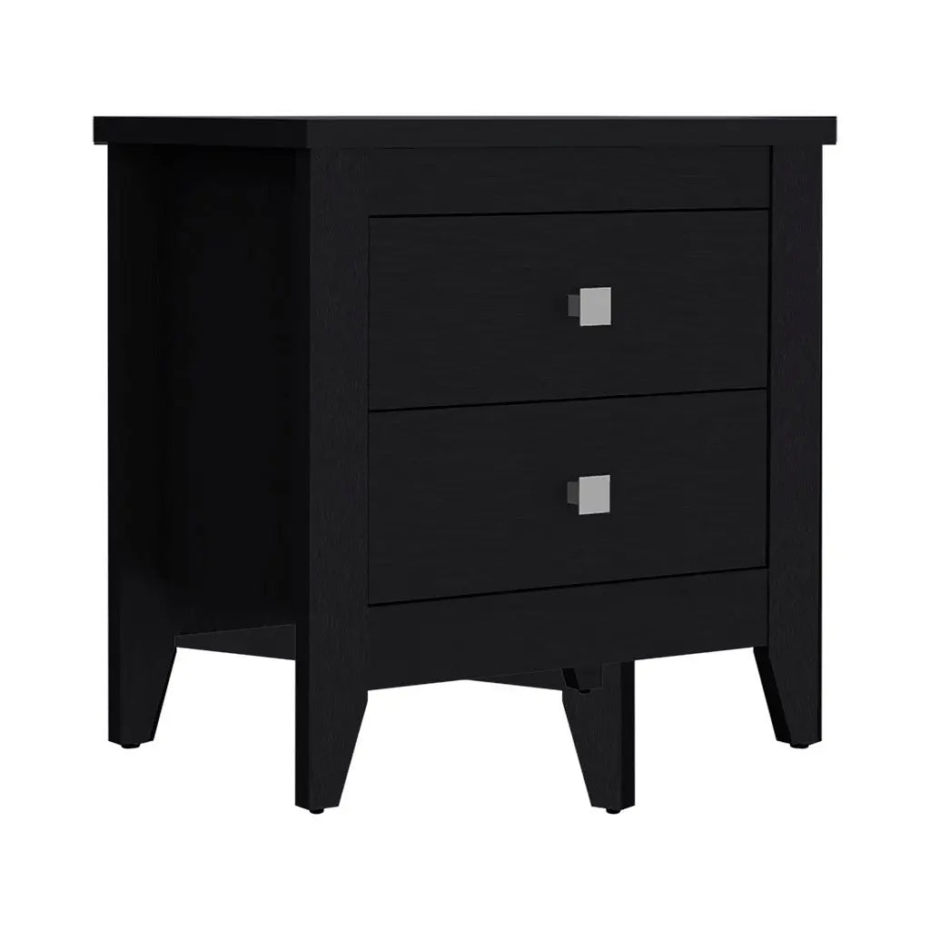 24" Black Wood Two Drawer Nightstand Homeroots Bed & Bath