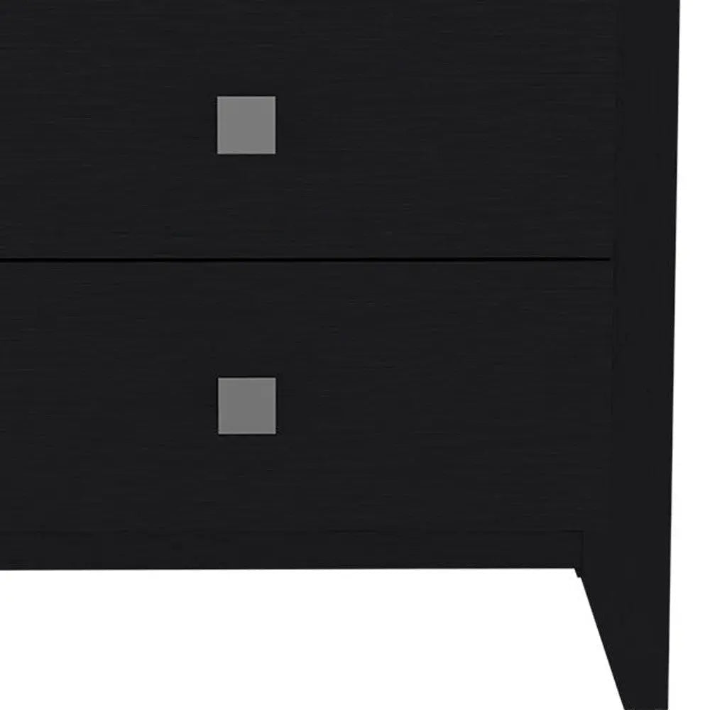 24" Black Wood Two Drawer Nightstand Homeroots Bed & Bath
