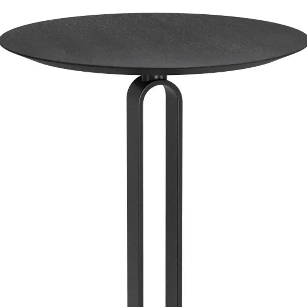 24" Black Wood and Steel Rounded Bar Table Homeroots Living Room