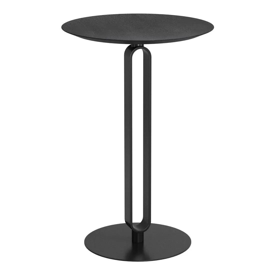 24" Black Wood and Steel Rounded Bar Table Homeroots Living Room