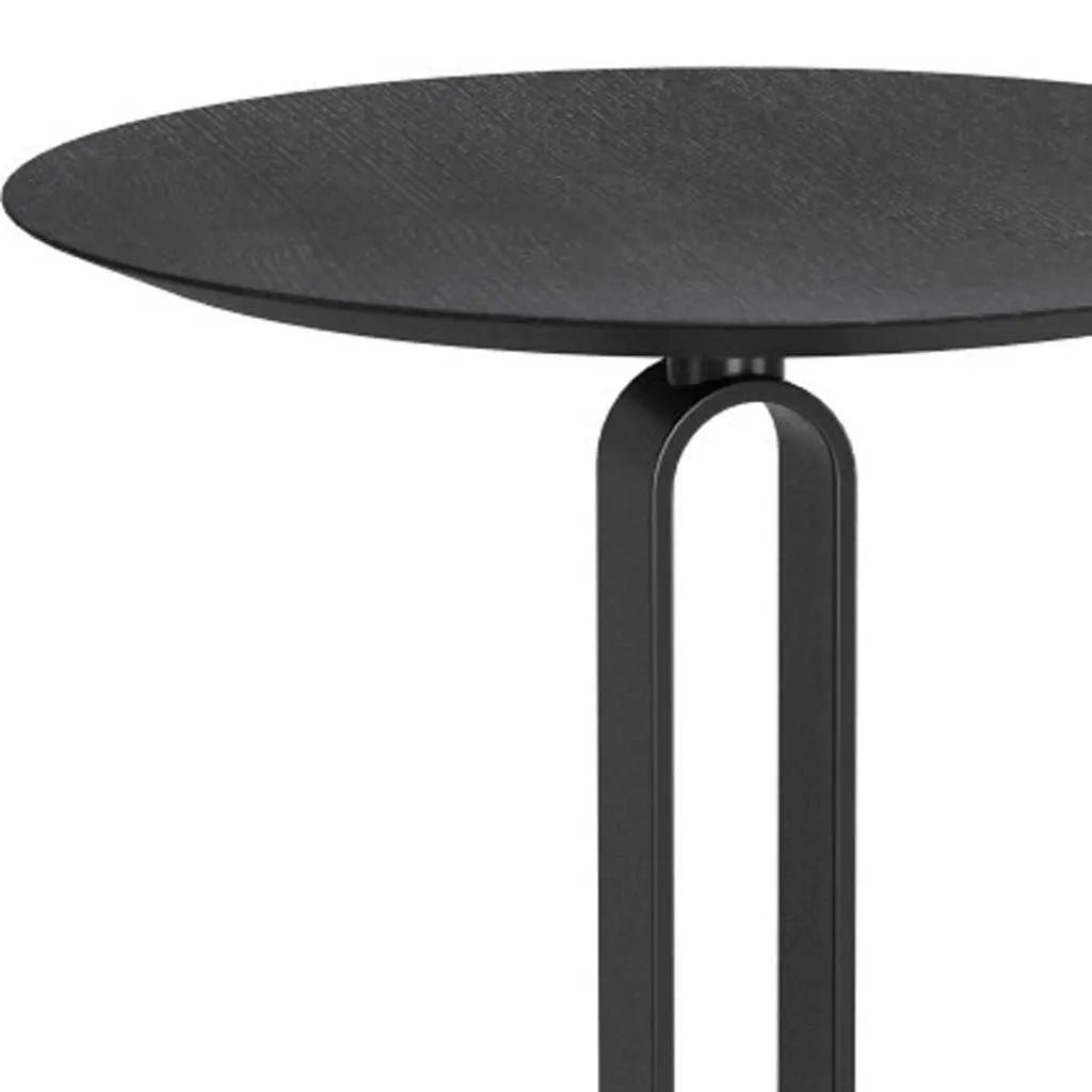 24" Black Wood and Steel Rounded Bar Table Homeroots Living Room