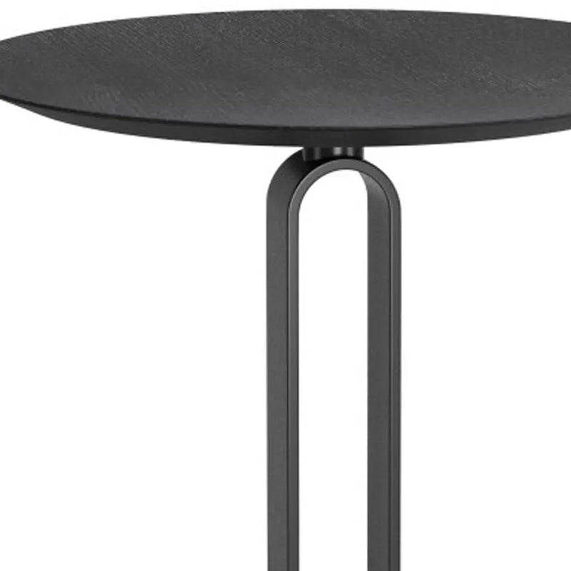 24" Black Wood and Steel Rounded Bar Table Homeroots Living Room
