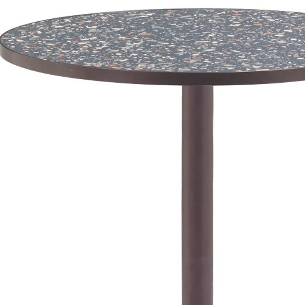 24" Black and Bronze Wood and Steel Pedestal Base Round Top Dining Table Homeroots Kitchen & Dining