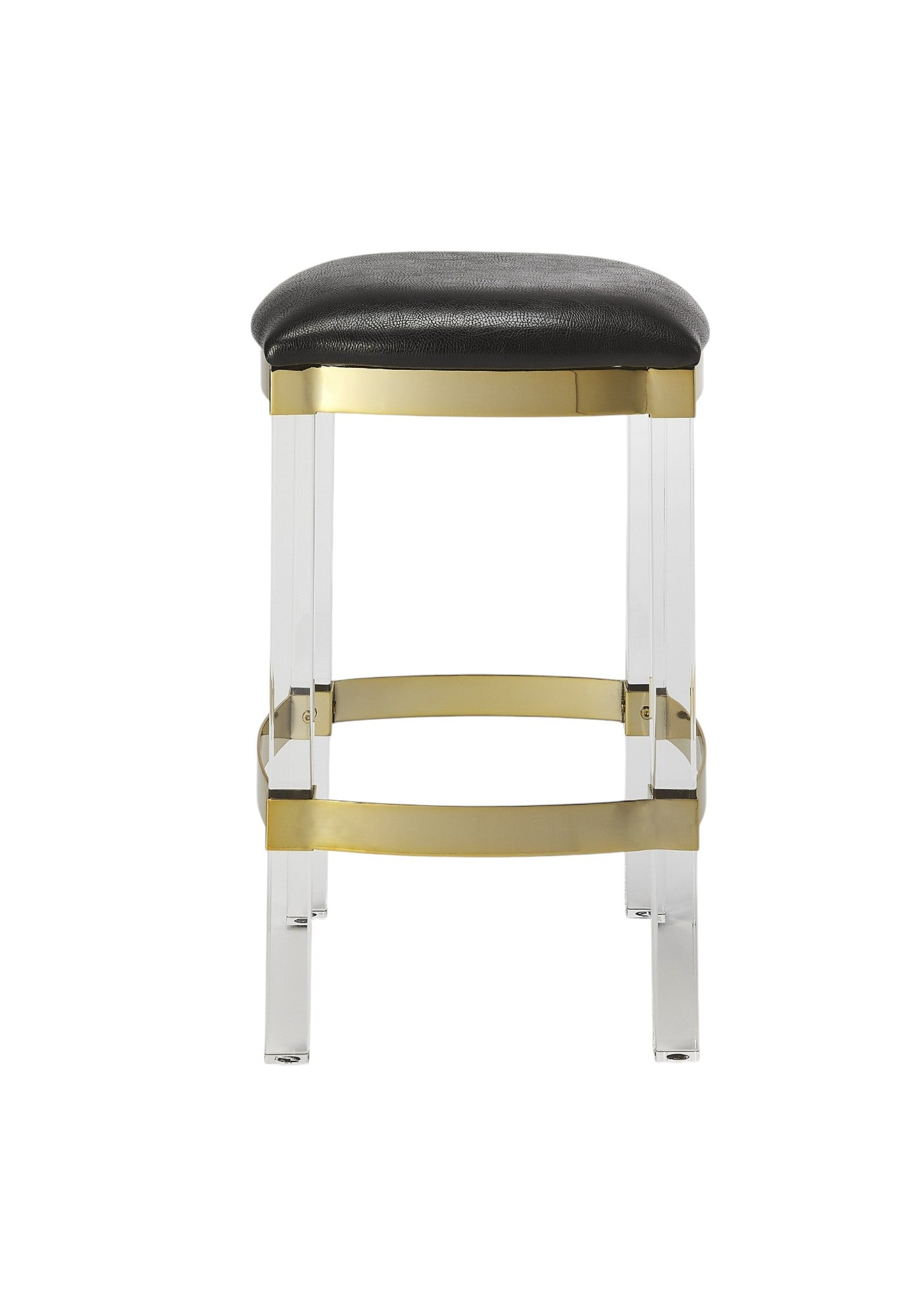 24" Black and Clear Stainless Steel and Steel Backless Counter Height Bar Chair Homeroots Living Room