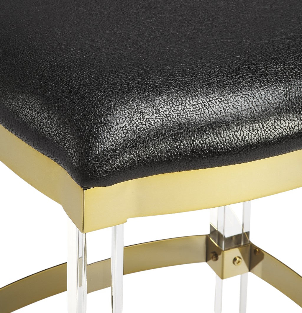 24" Black and Clear Stainless Steel and Steel Backless Counter Height Bar Chair Homeroots Living Room