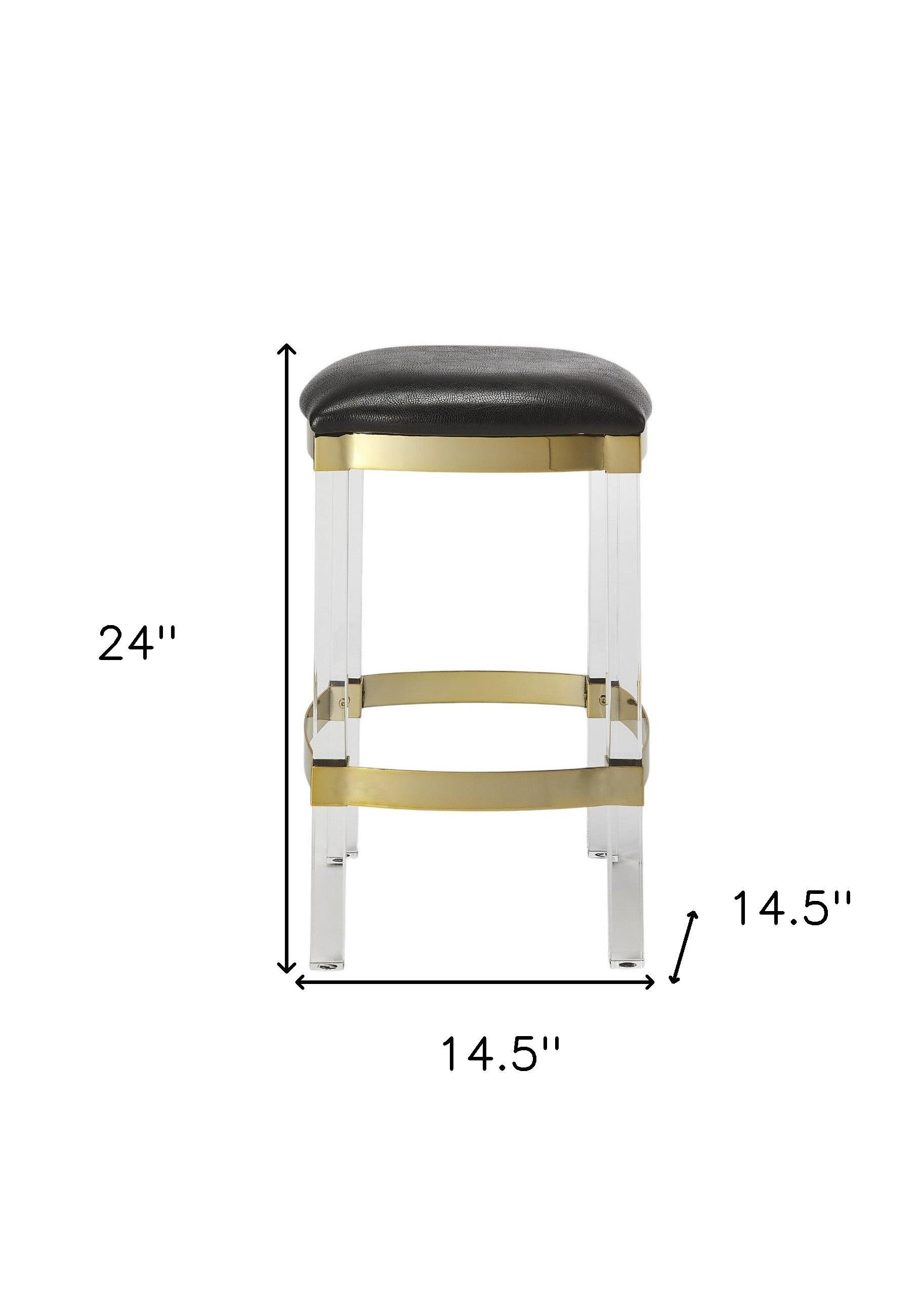24" Black and Clear Stainless Steel and Steel Backless Counter Height Bar Chair Homeroots Living Room