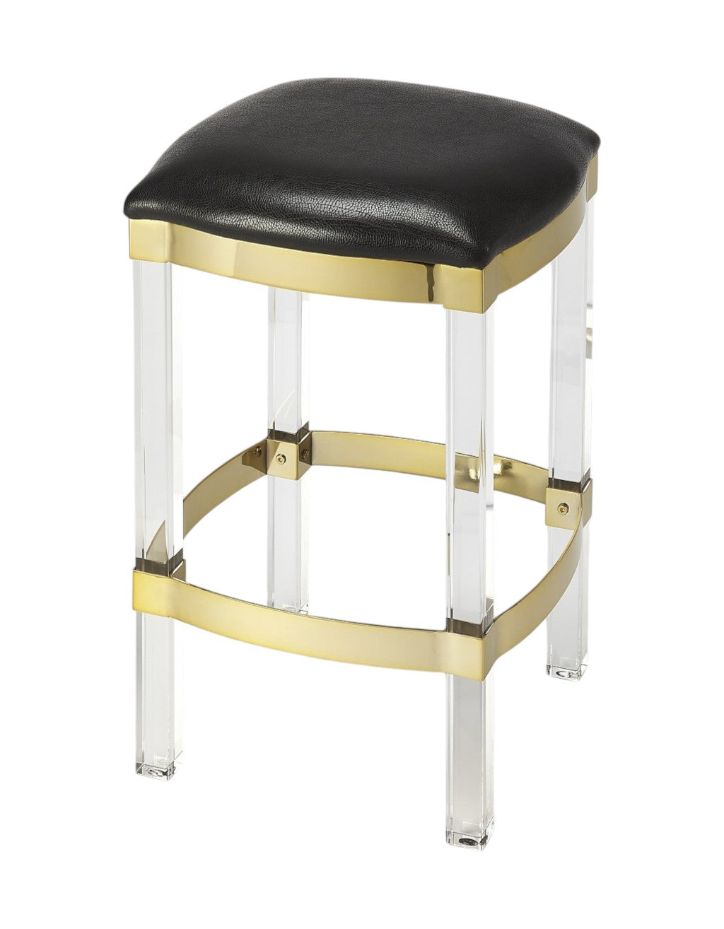 24" Black and Clear Stainless Steel and Steel Backless Counter Height Bar Chair Homeroots Living Room