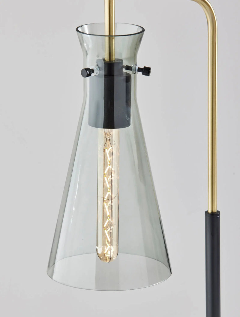 24" Black and Gold Metal Desk Lamp With Light Gray Cone Shade - GreatEagleInc