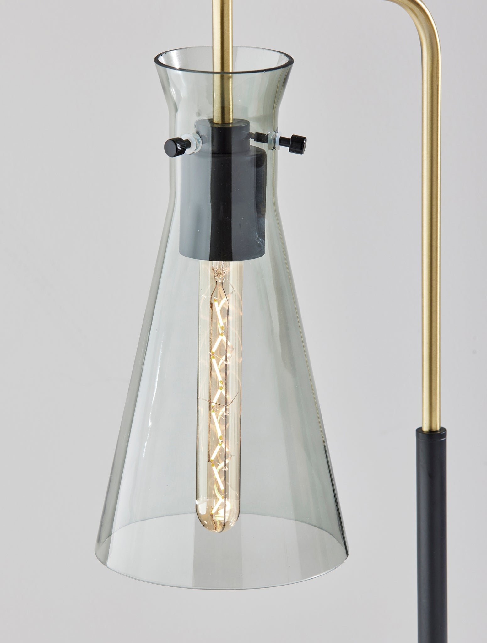 24" Black and Gold Metal Desk Lamp With Light Gray Cone Shade - GreatEagleInc
